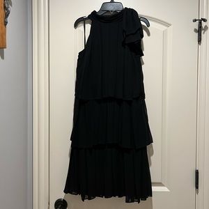 WHBM black dress with 3 tiers of pleats. Perfect for cocktail/wedding parties!